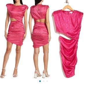 Ronny Kobo Kyle Asymmetric  Cut-out Ruched sleeveless dress